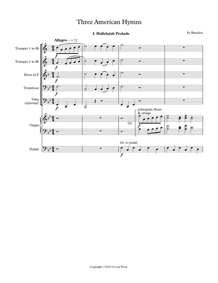 Three American Hymns for Brass Quartet or Quintet asnd Organ
