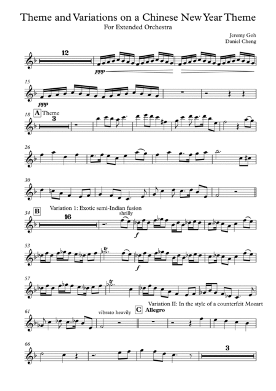 Theme and Variations on a Chinese New Year Theme for Extended Orchestra - Set of all parts Full Orchestra scores gallery preview page 4