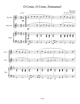 Book cover for O Come, O Come, Emmanuel (Alto and Tenor Sax Duet with Piano Accompaniment)