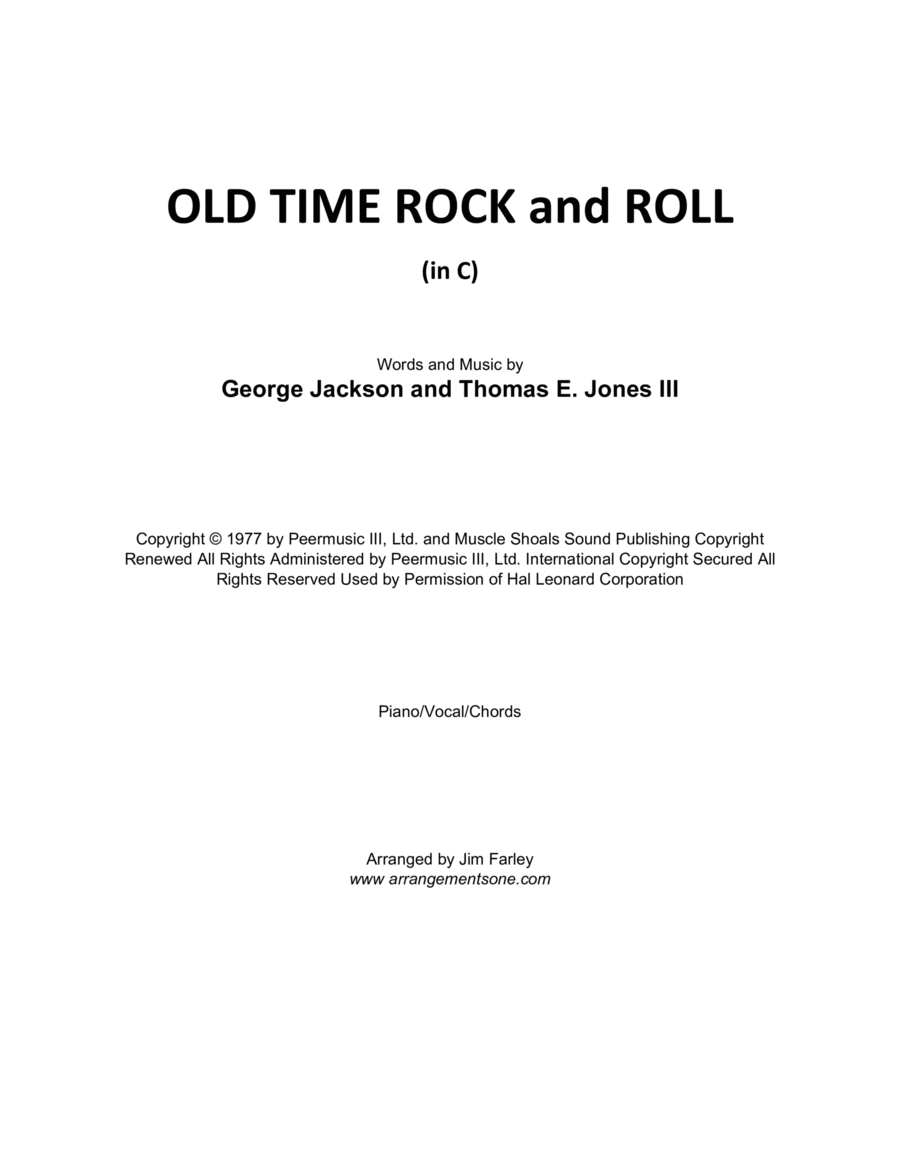 Old Time Rock & Roll Piano, Vocal, Guitar scores gallery preview page 1