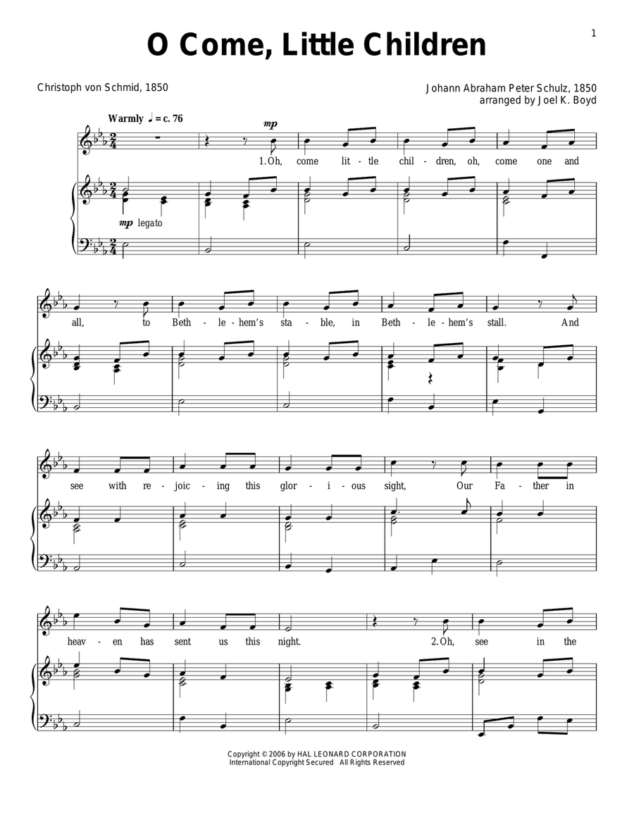 O Come, Little Children O Come, Little Children Piano, Vocal scores gallery preview page 1