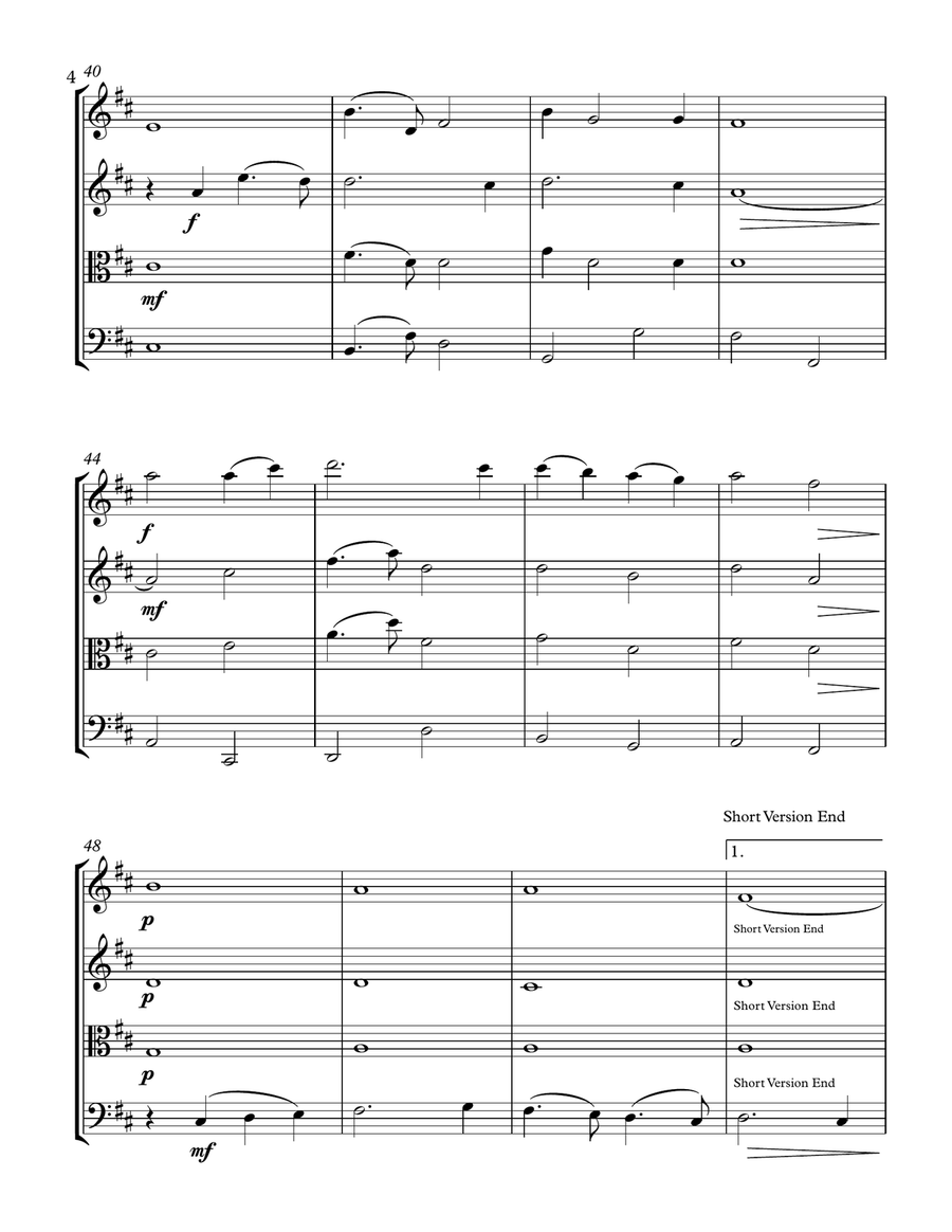 You Raise Me Up String Quartet scores gallery preview page 4