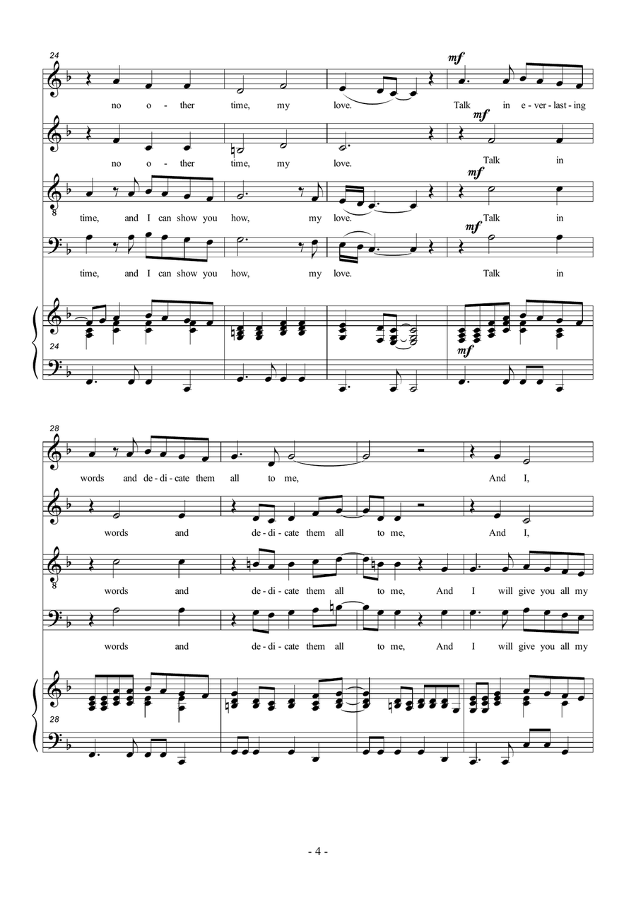 Words (arr. Paul Ayres) 4-Part scores gallery preview page 4