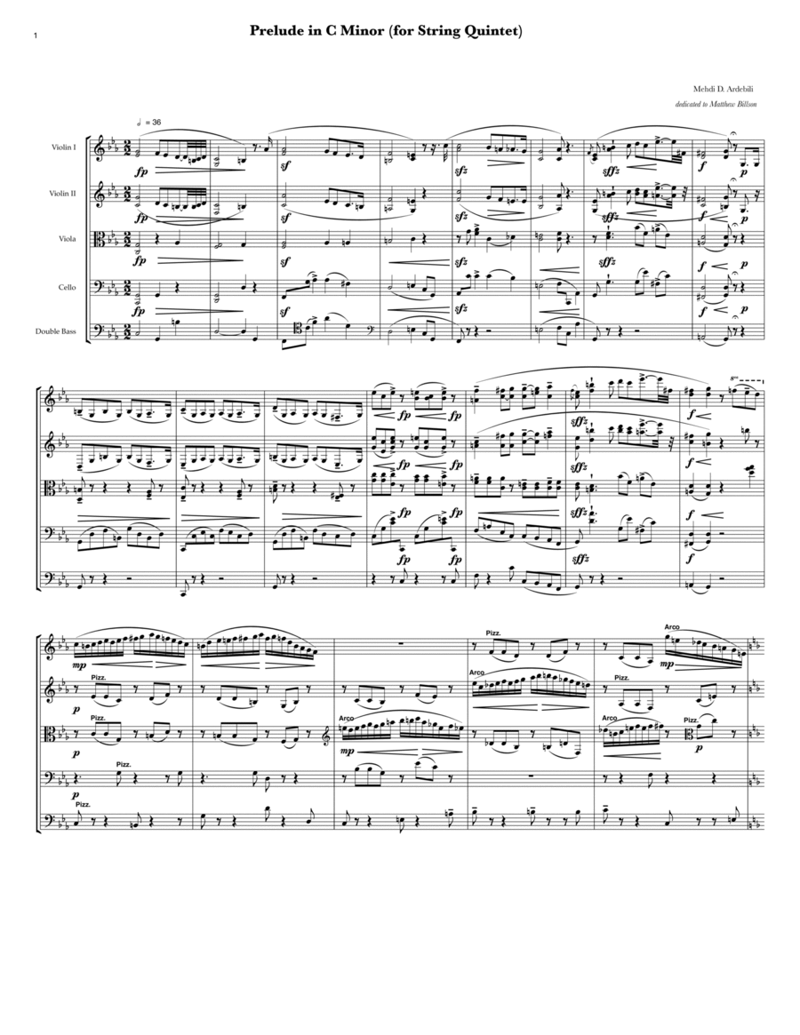 Prelude in C Minor (for String Quintet)