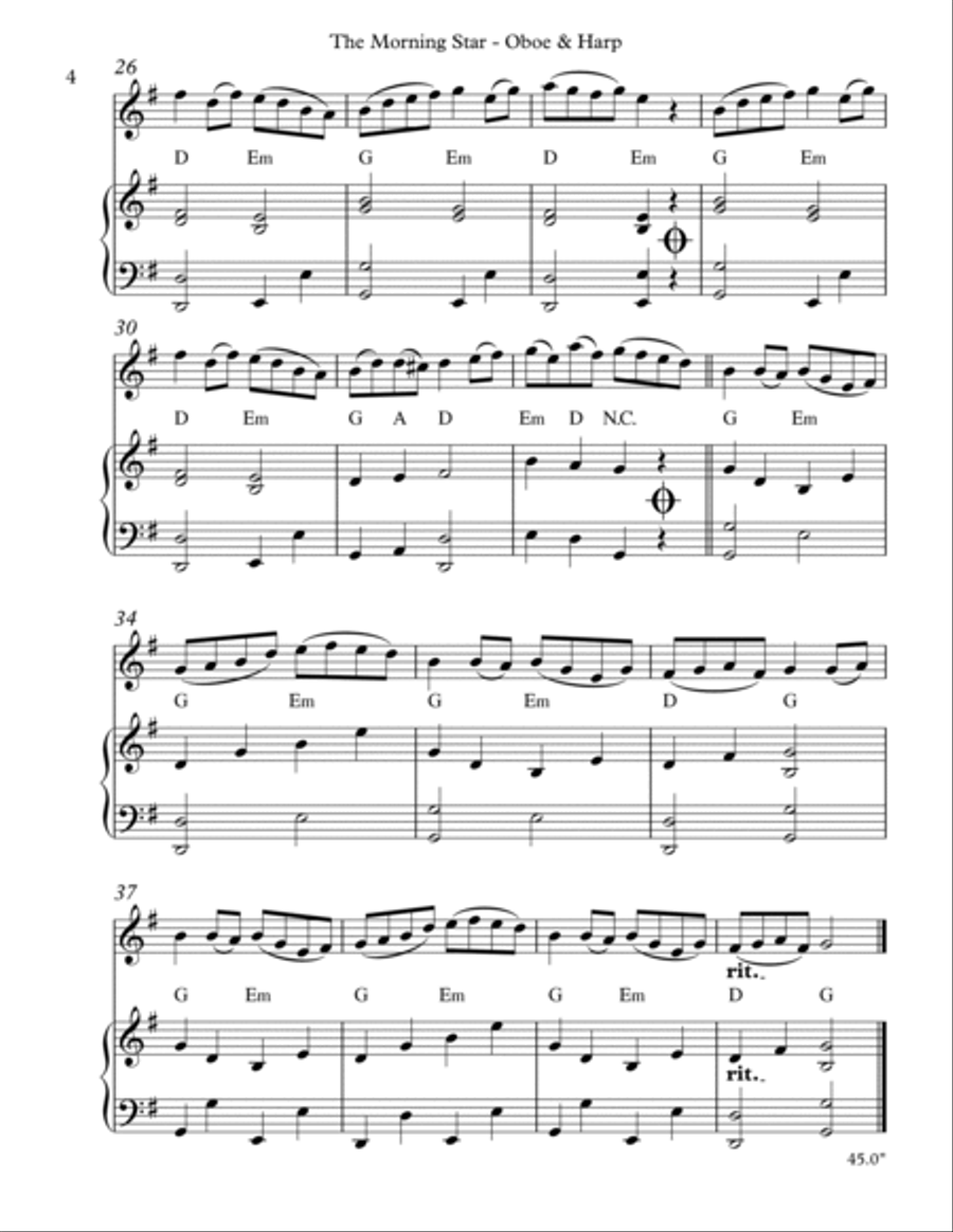 The Morning Star, Duet for Oboe & Harp Oboe scores gallery preview page 4