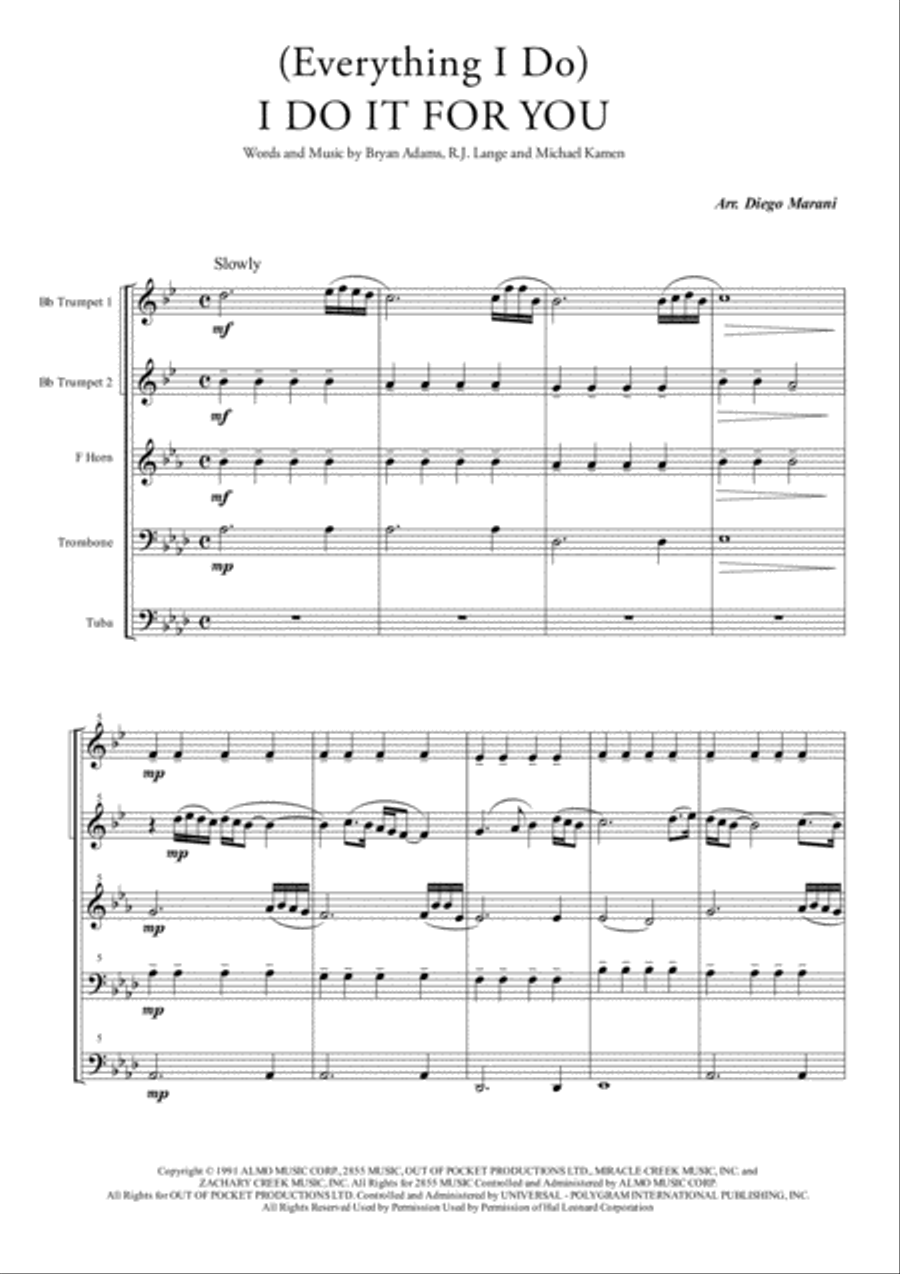 (Everything I Do) I Do It For You Brass Ensemble scores gallery preview page 2