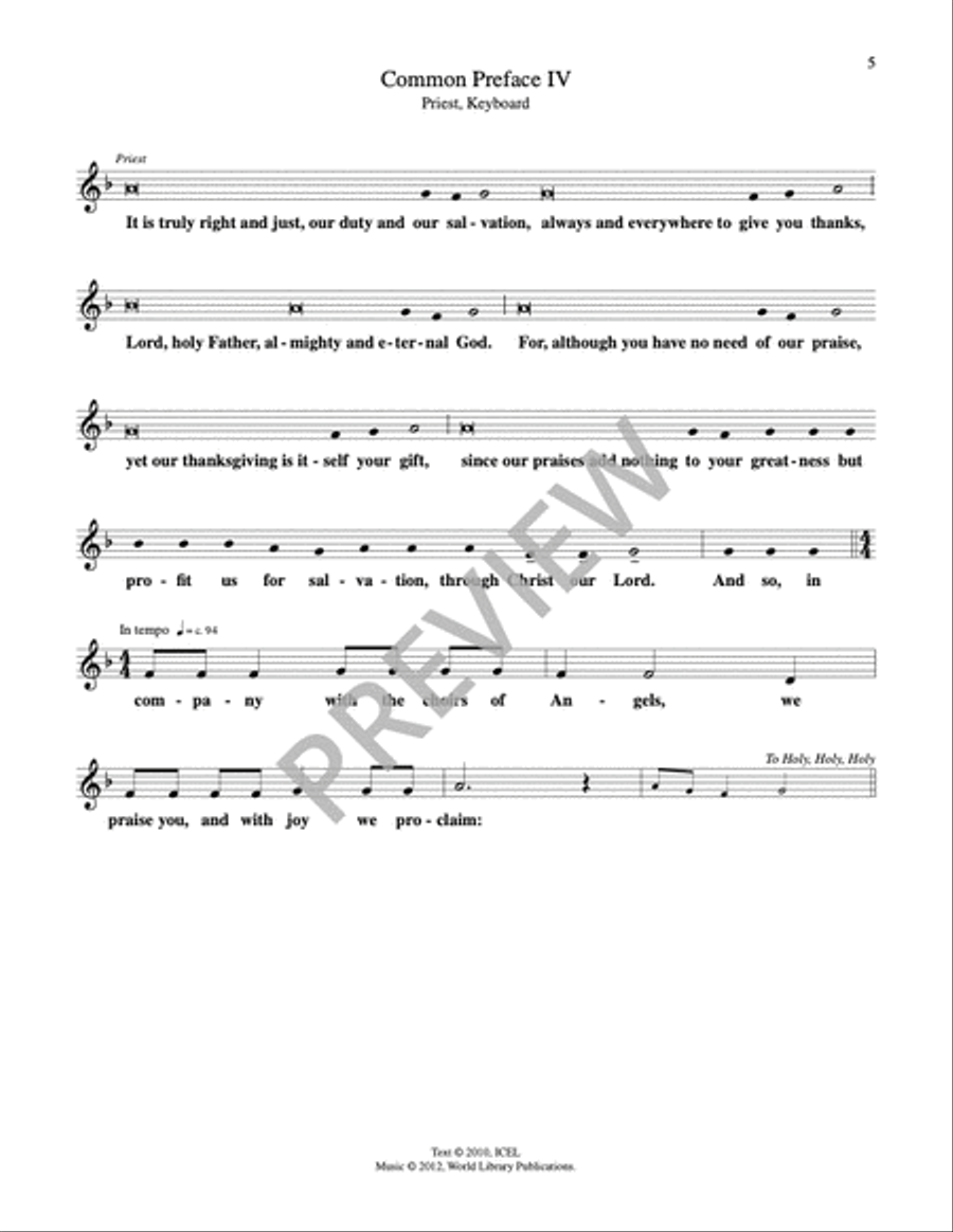 Mass of Awakening-Eucharistic Prayer III-Priest Edition Mass scores gallery preview page 8