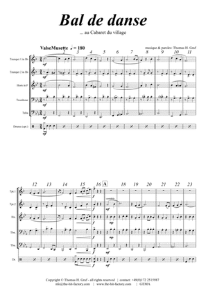 Book cover for Ball de Danse - Musette Waltz - Brass Quintet - Arrangement: Thomas H. Graf