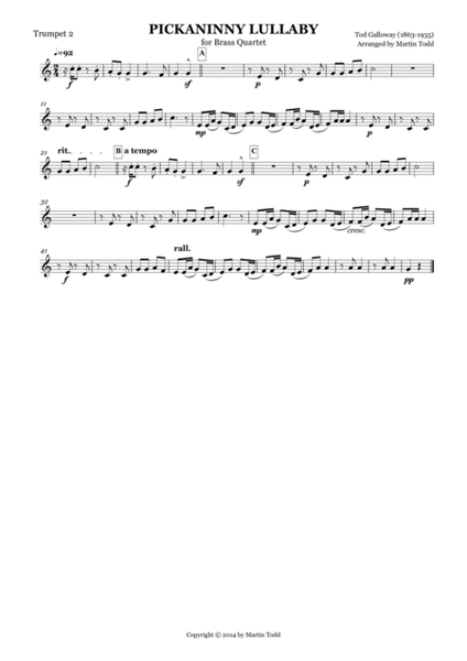 Pickaninny Lullaby for Brass Quartet image number null