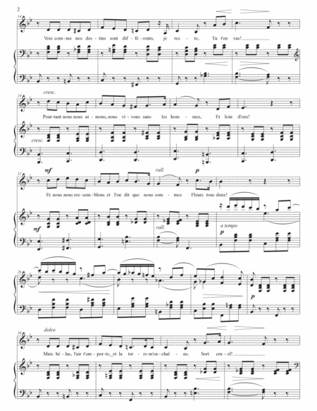 FAURÉ: Le papillon et la fleur, Op. 1 no. 1 (transposed to B-flat major)