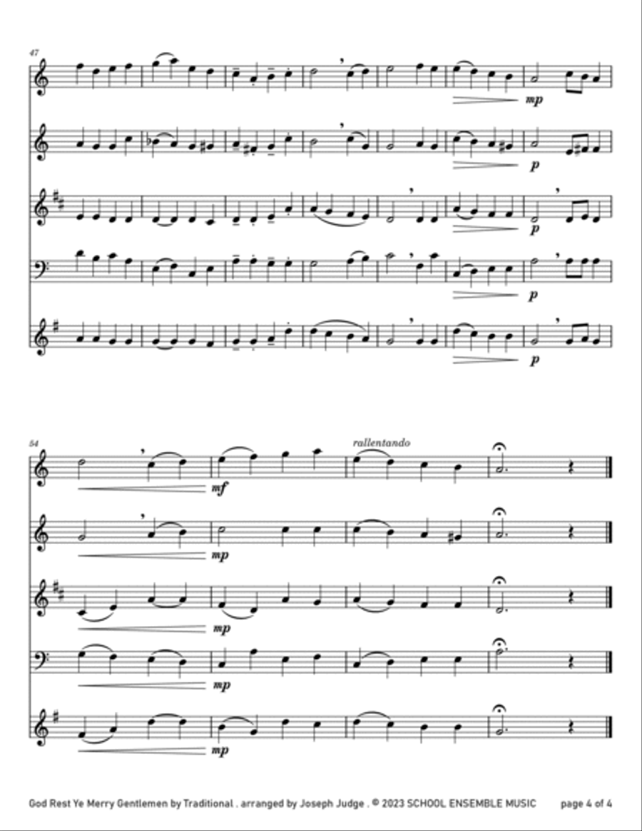 God Rest Ye Merry Gentlemen for Woodwind Quartet in Schools Woodwind Quartet scores gallery preview page 4