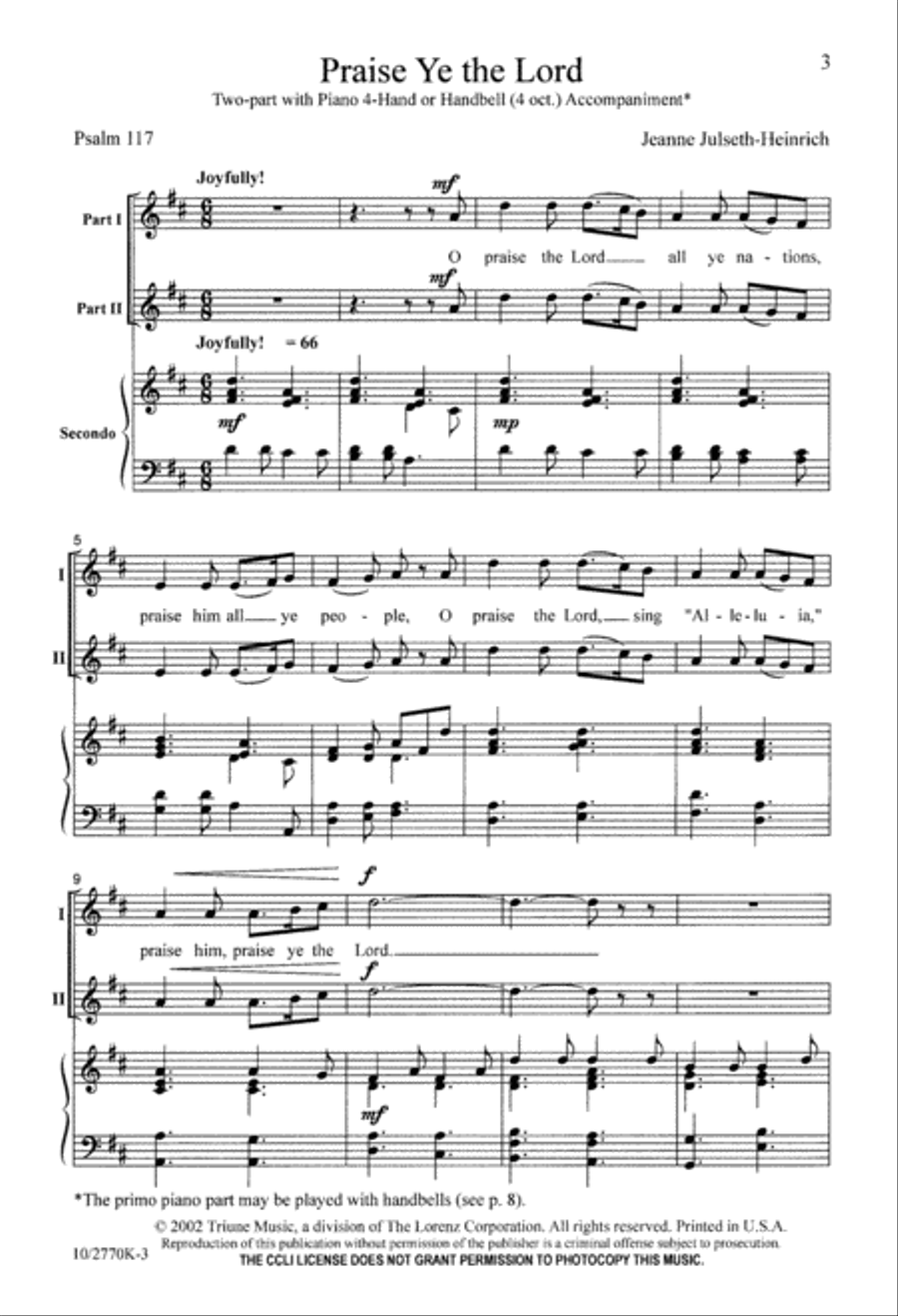 Praise Ye the Lord Praise Ye the Lord 2-Part scores gallery preview page 3