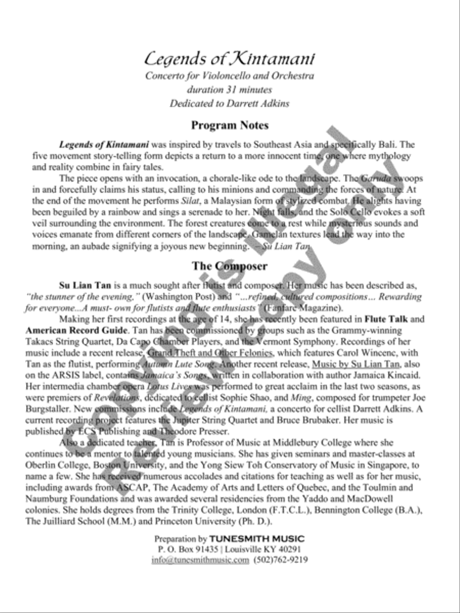 Legends of Kintamani (Cello/Piano Score) Orchestra scores gallery preview page 4
