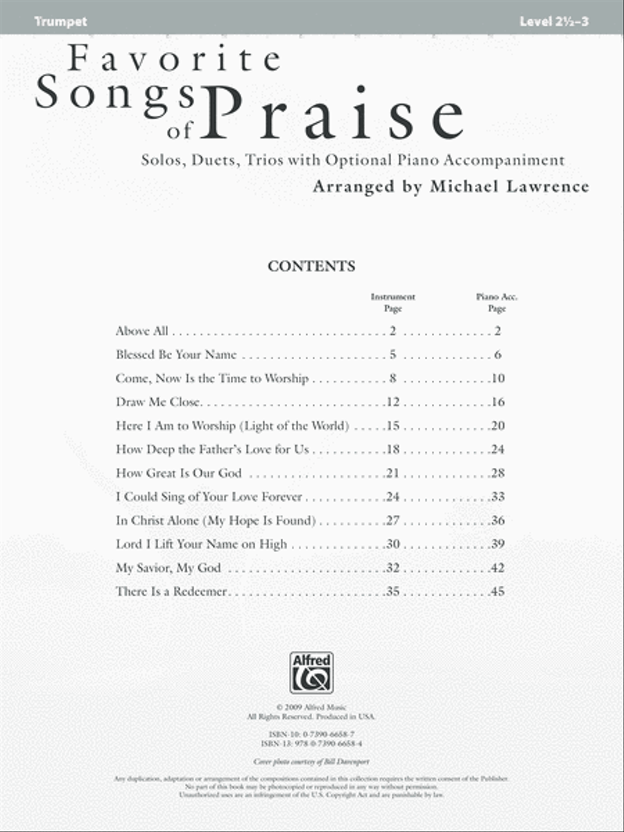 Favorite Songs of Praise (Solo-Duet-Trio with Optional Piano) Trumpet scores gallery preview page 2