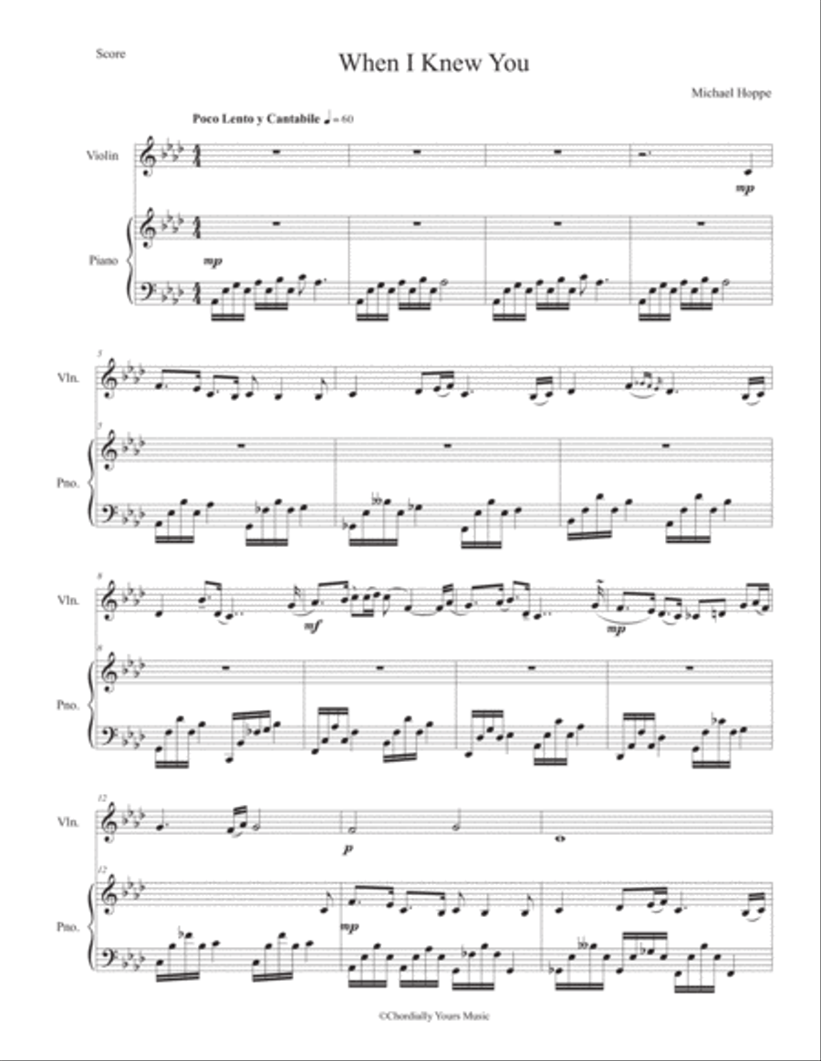 When I knew You Violin Solo scores gallery preview page 1