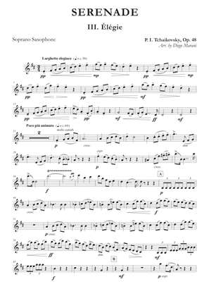 "Elegie" from Serenade Op. 48 for Saxophone Quartet