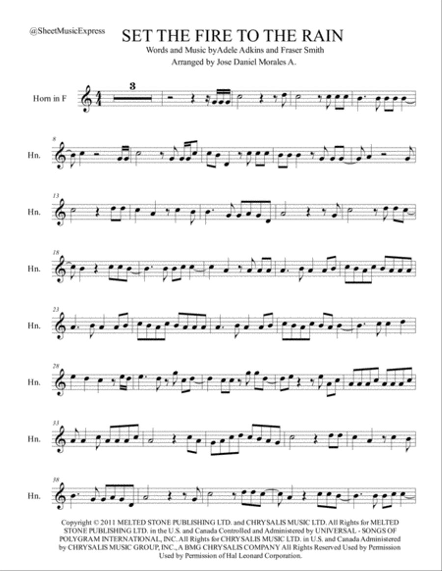 Set Fire To The Rain Horn Solo scores gallery preview page 1