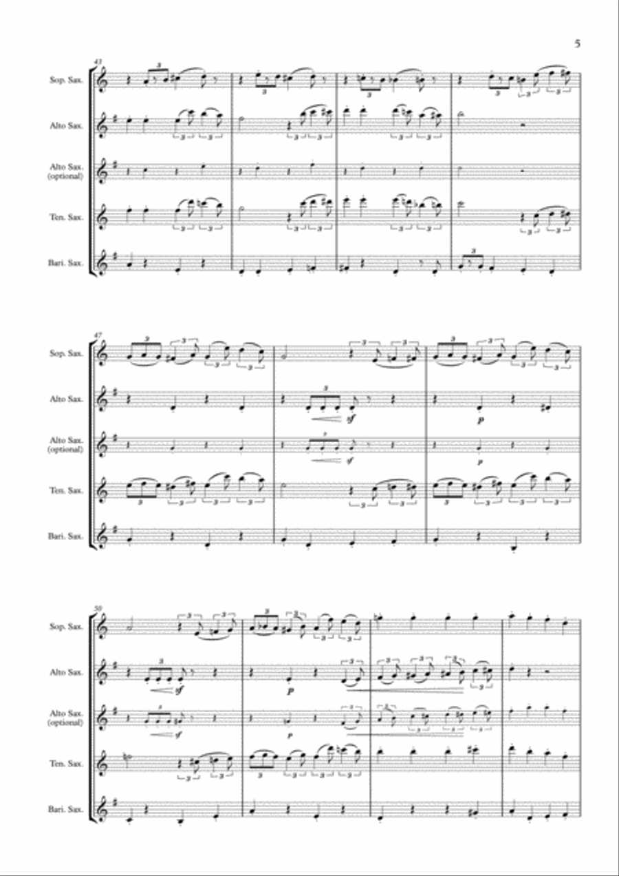 Jingle Bells (Saxophone Quartet / Quintet) - Score Saxophone Quartet scores gallery preview page 5