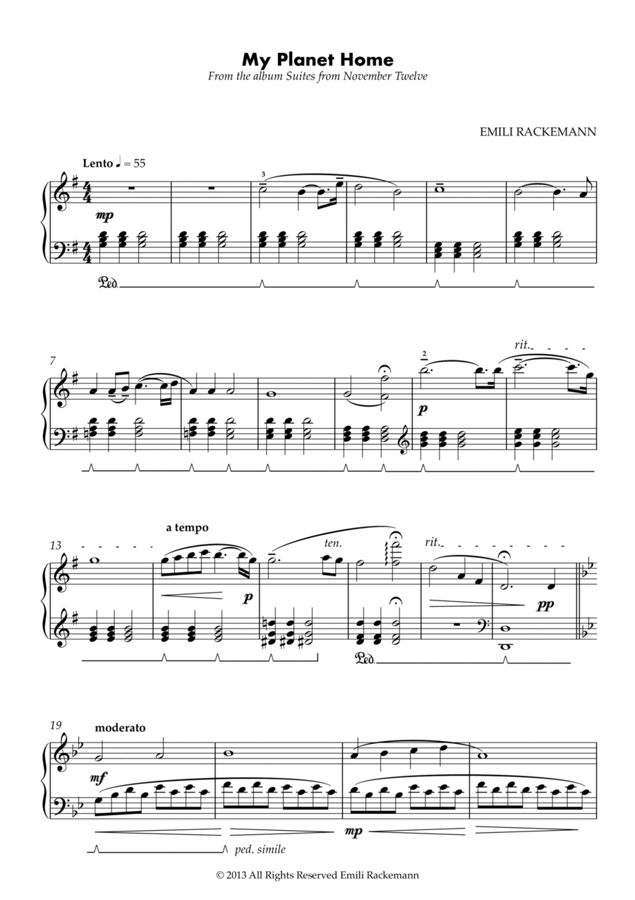 My Planet Home Piano Solo scores gallery preview page 1