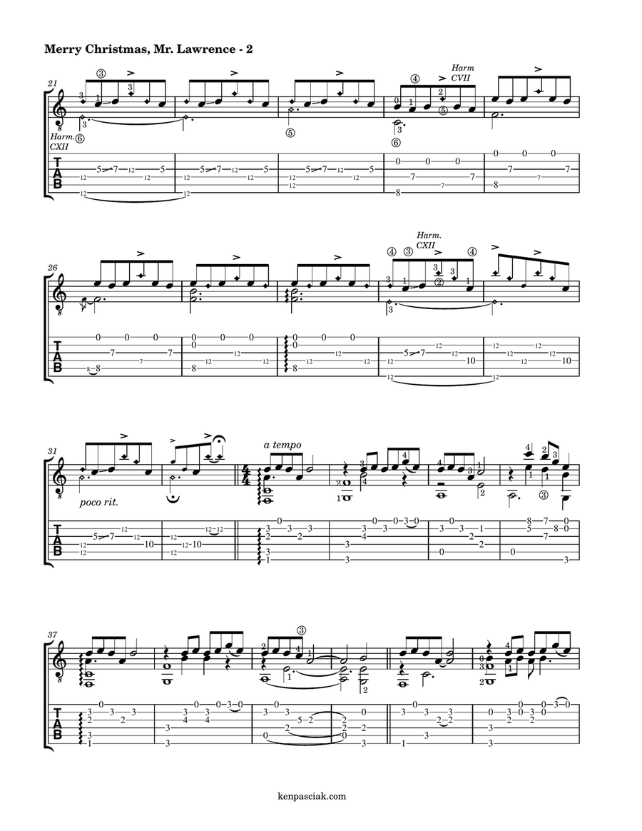 Merry Christmas Mr Lawrence - Somewhere Acoustic Guitar scores gallery preview page 4