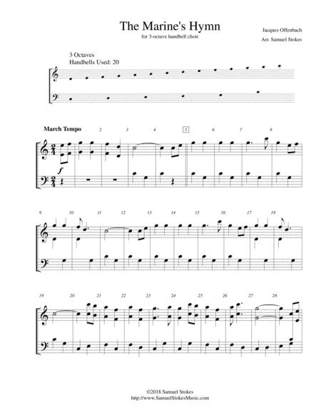 The Marine's Hymn - for 3-octave handbell choir image number null