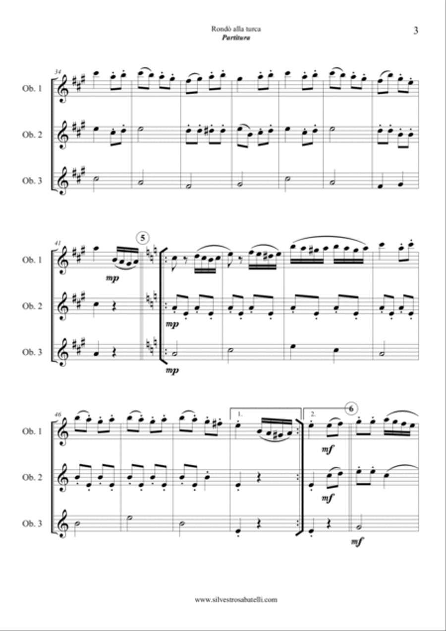 Rondò alla turca - Turkish March Woodwind Trio scores gallery preview page 4