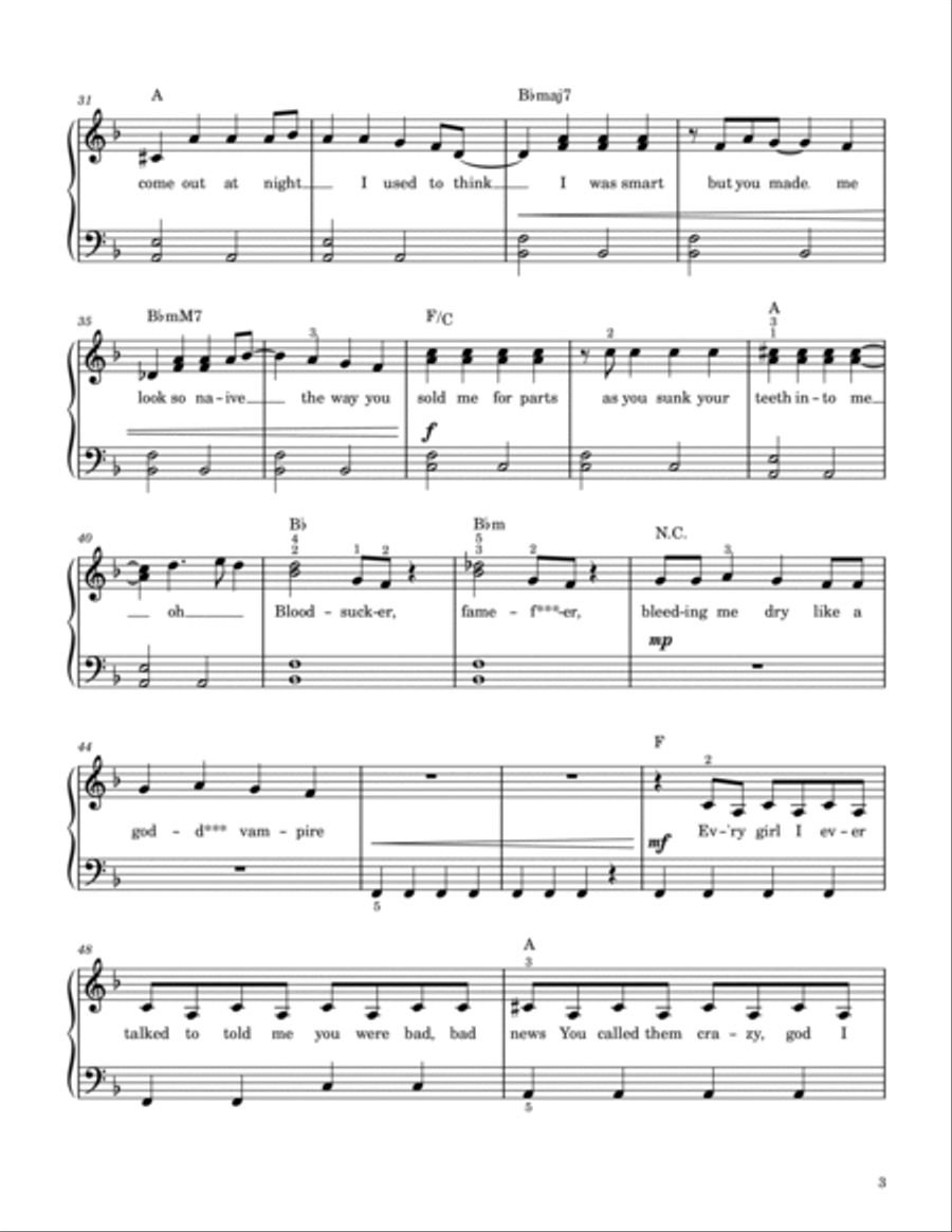 Vampire Easy Piano scores gallery preview page 3