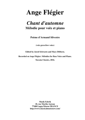 Ange Flégier: Chant d'Automne for bass voice and piano