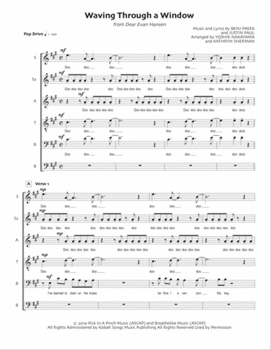 Waving Through A Window 4-Part scores gallery preview page 1
