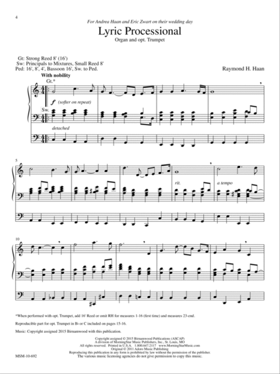 Three Lyric Solos for Organ Organ Solo scores gallery preview page 3