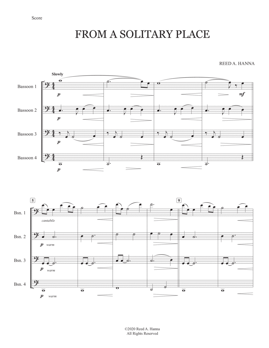 From A Solitary Place (Bassoon Quartet)