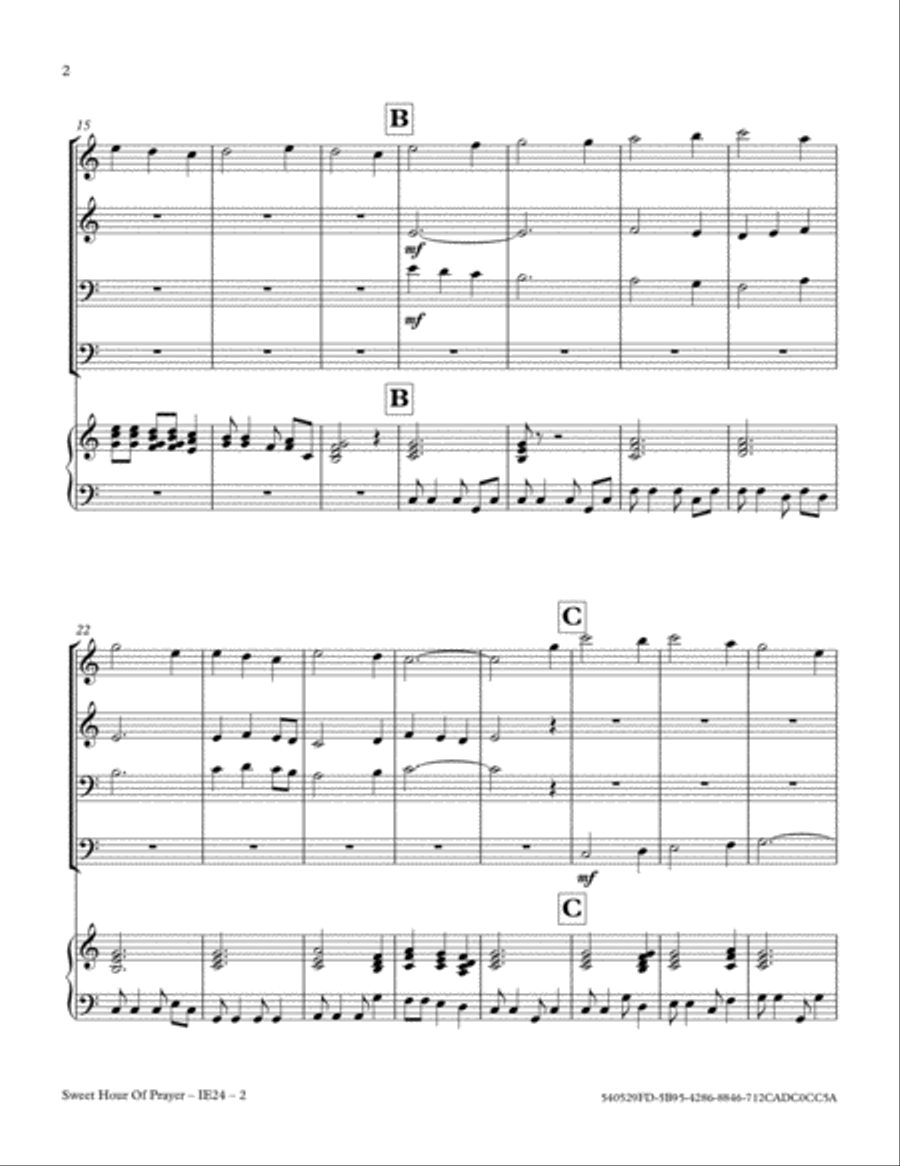 Sweet Hour Of Prayer Small Ensemble scores gallery preview page 2