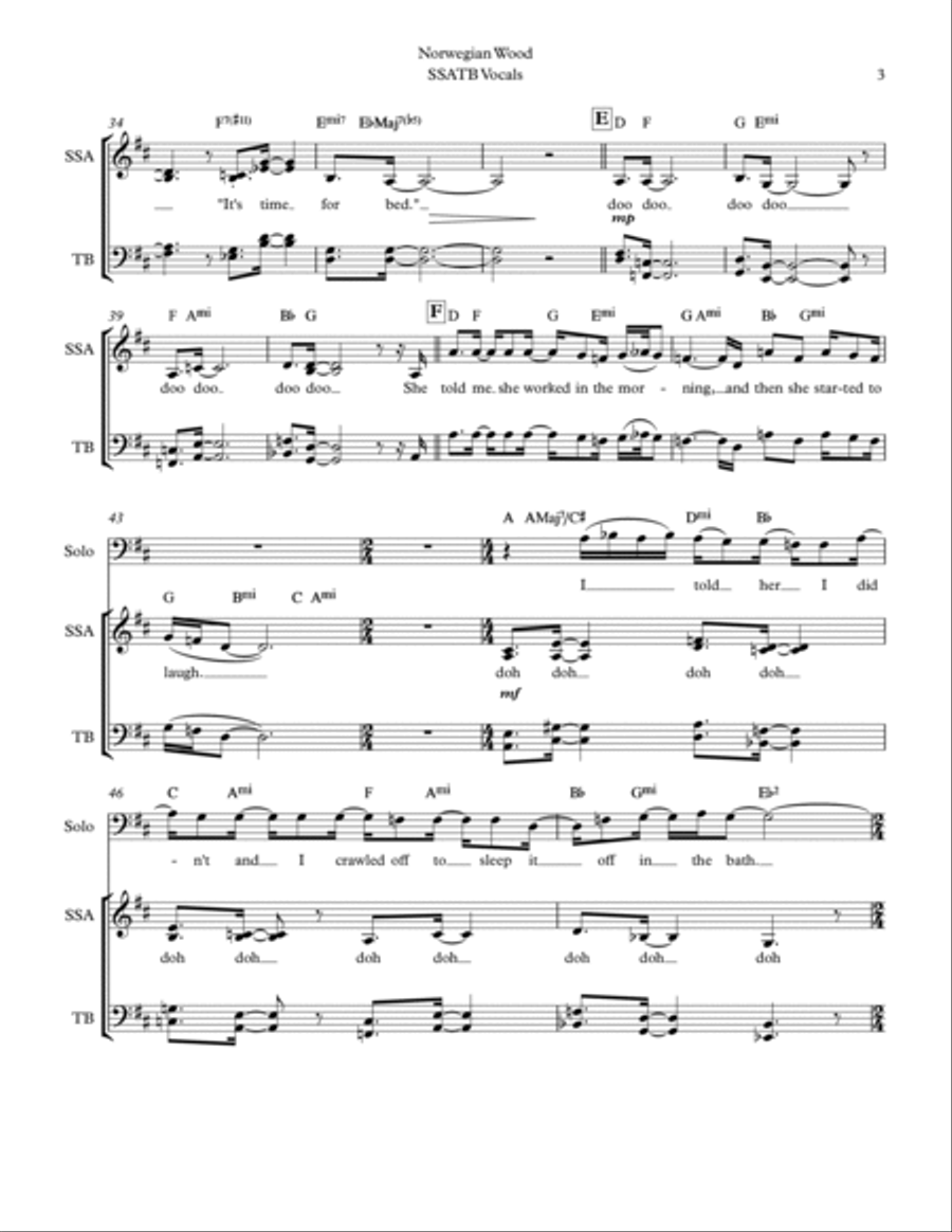 Norwegian Wood (This Bird Has Flown) Divisi scores gallery preview page 3