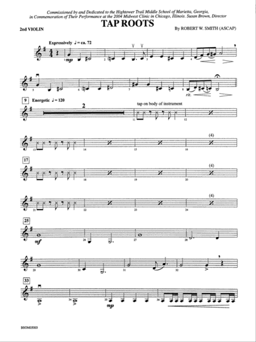Tap Roots: 2nd Violin Tap Roots: 2nd Violin String Orchestra scores gallery preview page 1