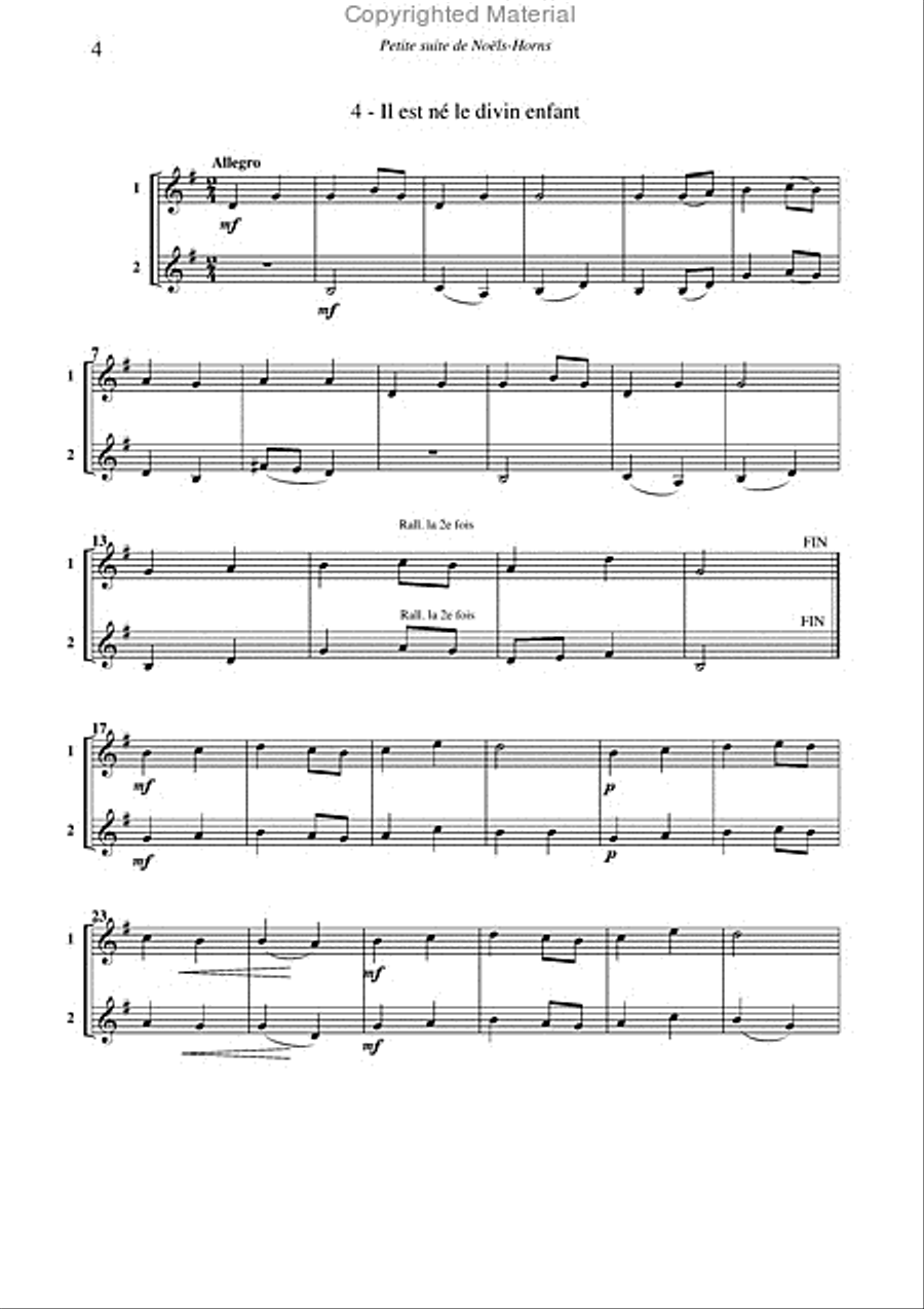 Petite suite de noëls, pour cor Horn scores gallery preview page 5