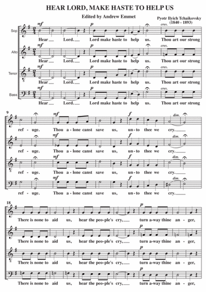 Hear Lord, Make Haste To Help Us A Cappella SATB image number null