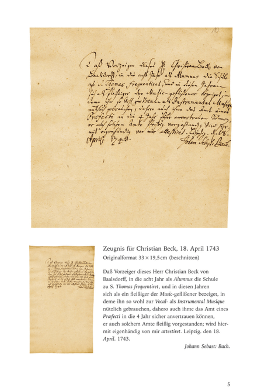 Vier Zeugnisse für Präfekten des Thomanerchores 1743-1749 School and Community scores gallery preview page 2
