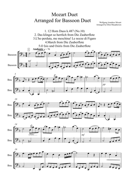 Mozart arrangement for Bassoon Duet