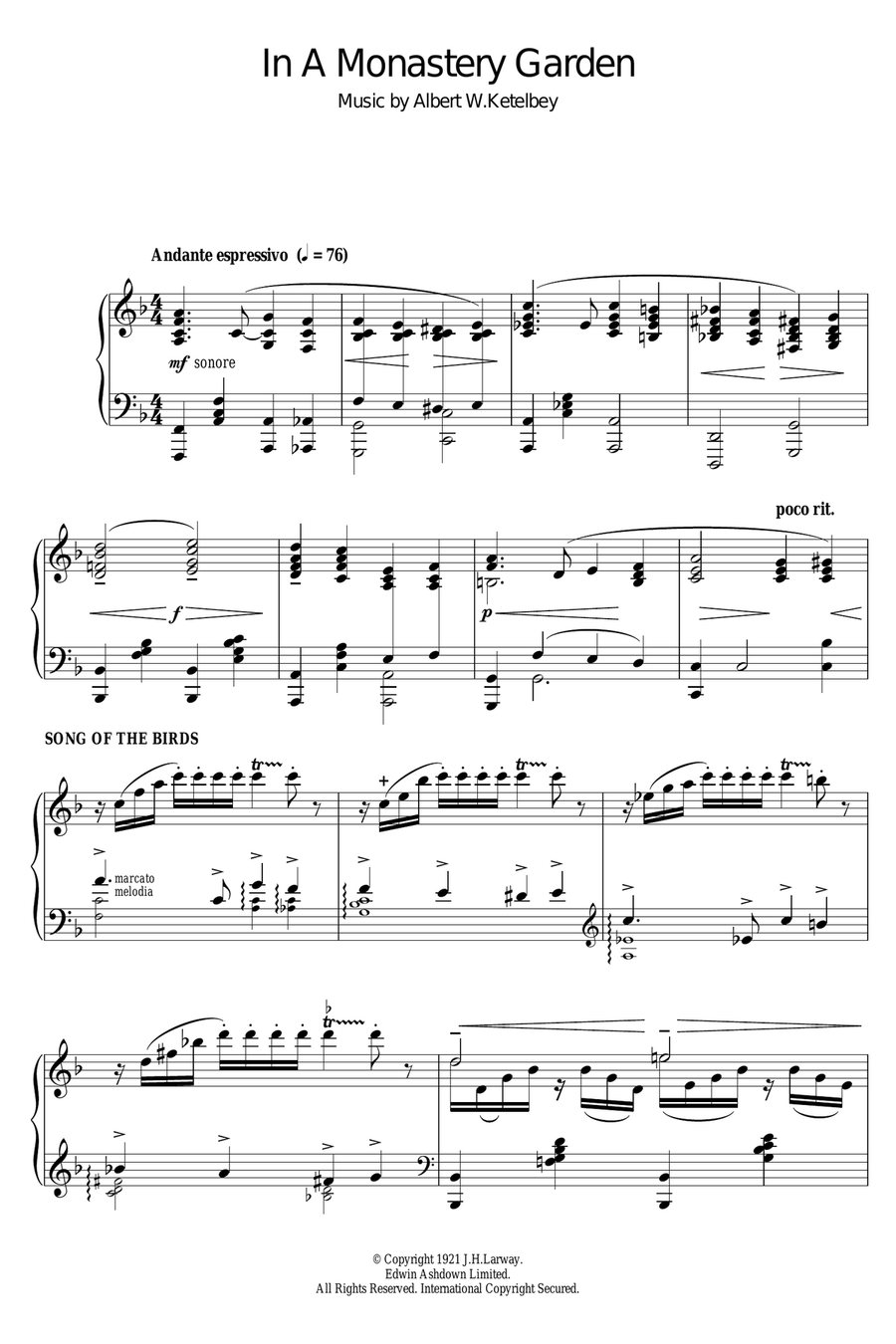 In A Monastery Garden In A Monastery Garden Piano Solo scores gallery preview page 1