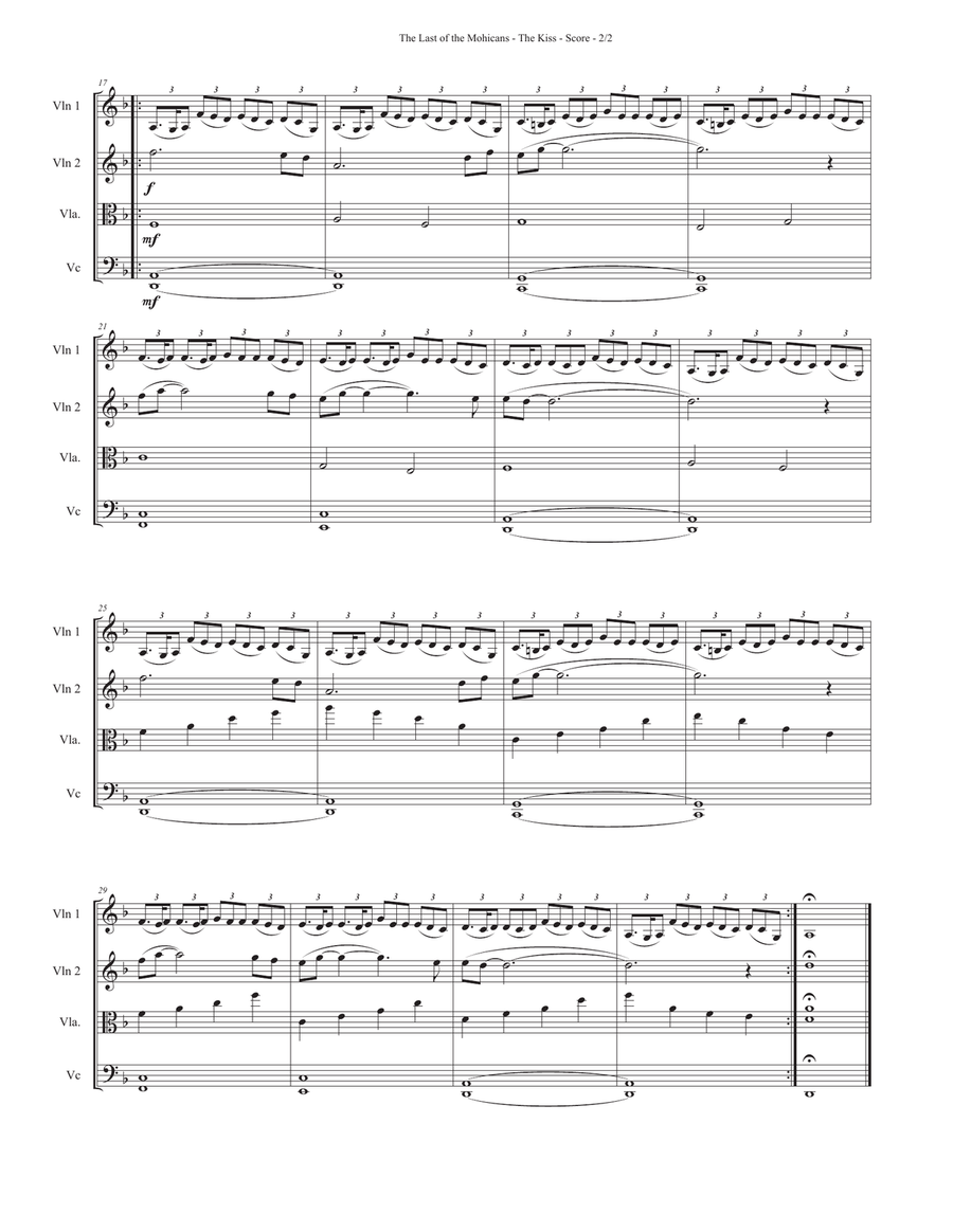 Last Of The Mohicans (main Theme) String Quartet scores gallery preview page 5
