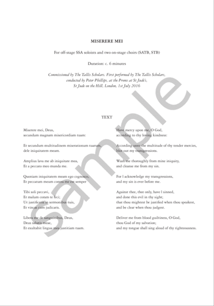 Miserere mei for SSA Soli and Double Choir (SATB-STB) STB scores gallery preview page 2