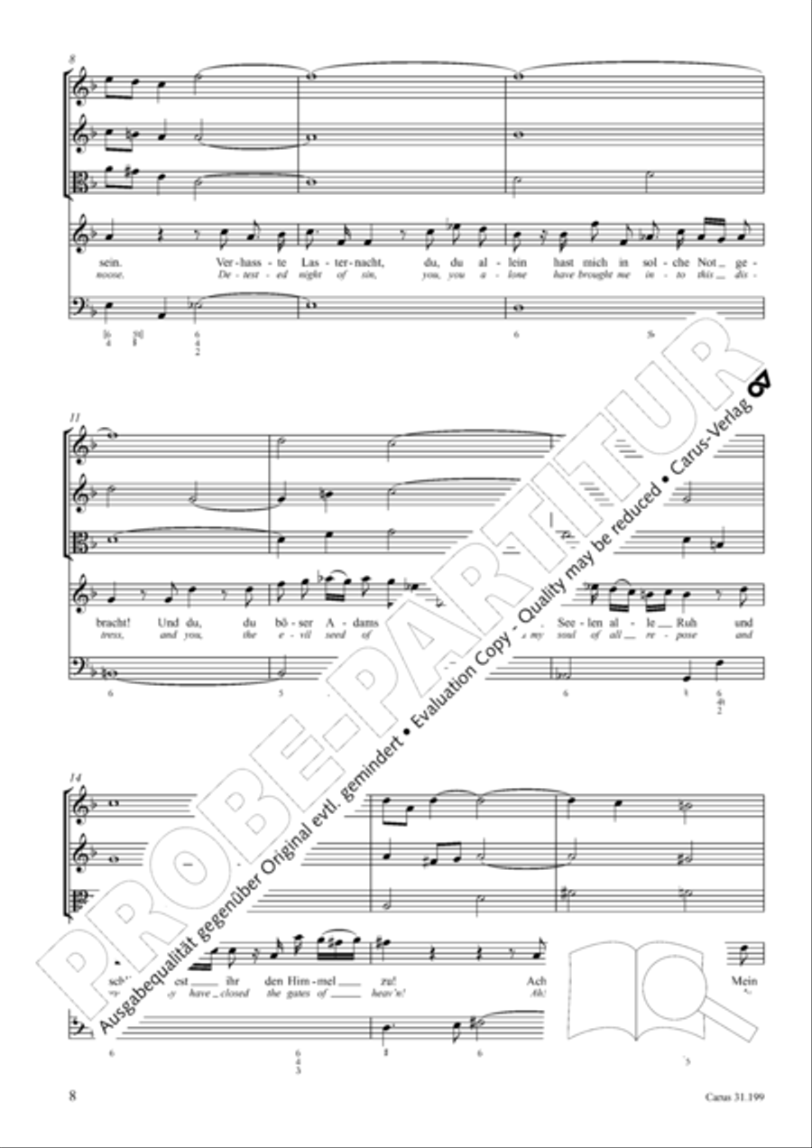 My heart is bathed in blood (Mein Herze schwimmt im Blut) Piccolo scores gallery preview page 9