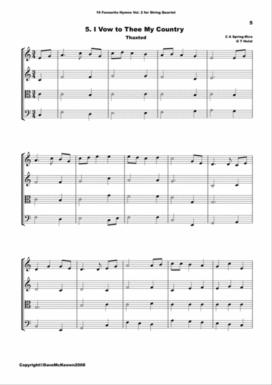16 Favourite ﻿Hymns for String Quartet (Vol 2.) String Quartet scores gallery preview page 6