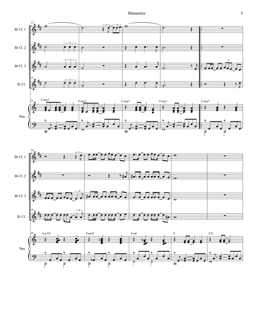 Memories Memories Woodwind Ensemble scores gallery preview page 3