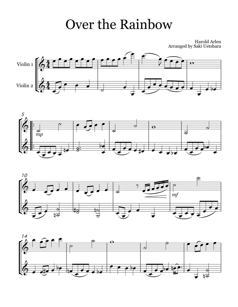 Over The Rainbow Over The Rainbow String Duet scores gallery preview page 1