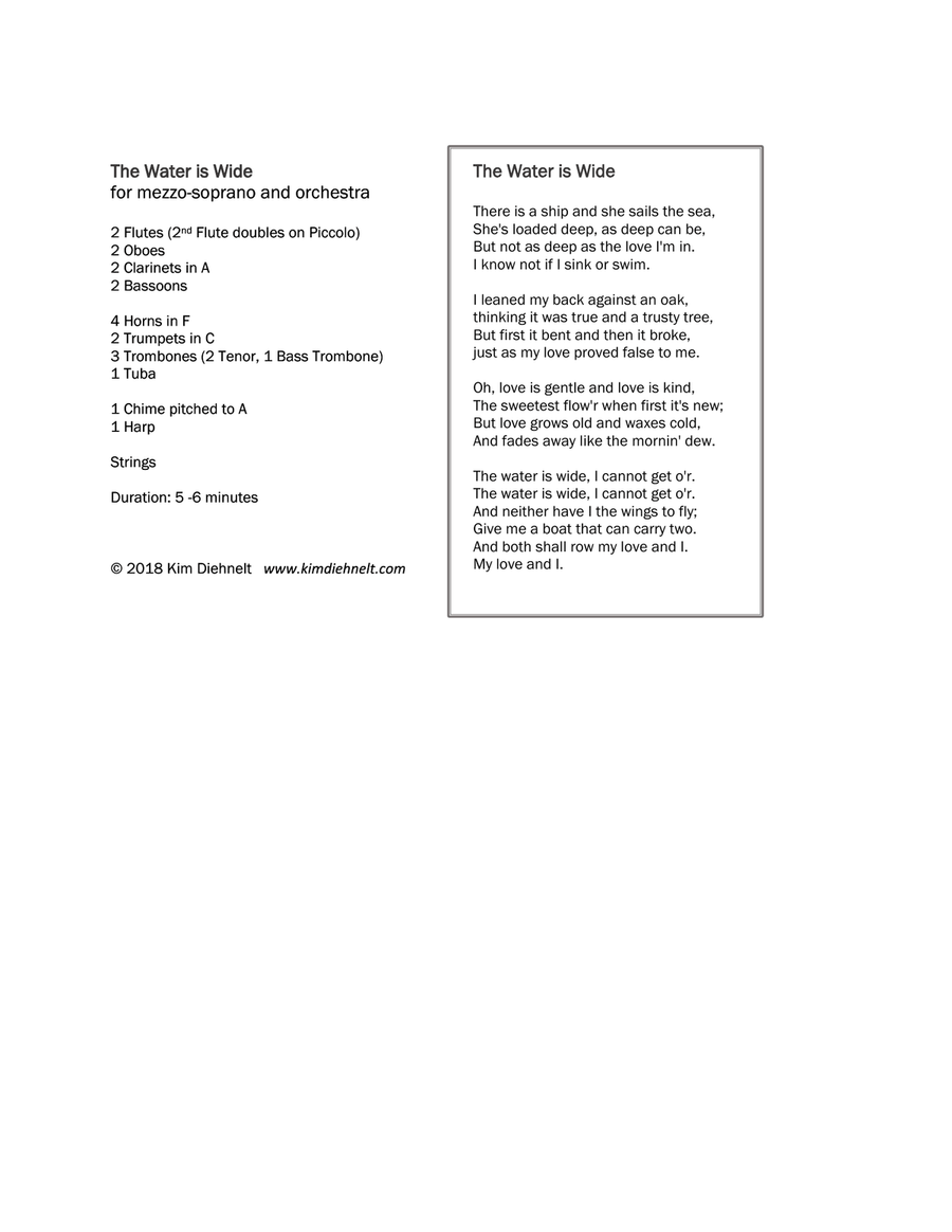 The Water is Wide for mezzo-soprano and Orchestra (Arr. Diehnelt) Full Orchestra scores gallery preview page 2