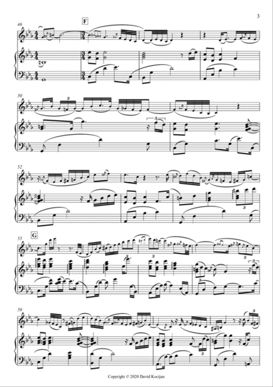 Menuet II from Cello suite No.1 (violin & piano) Piano Trio scores gallery preview page 3