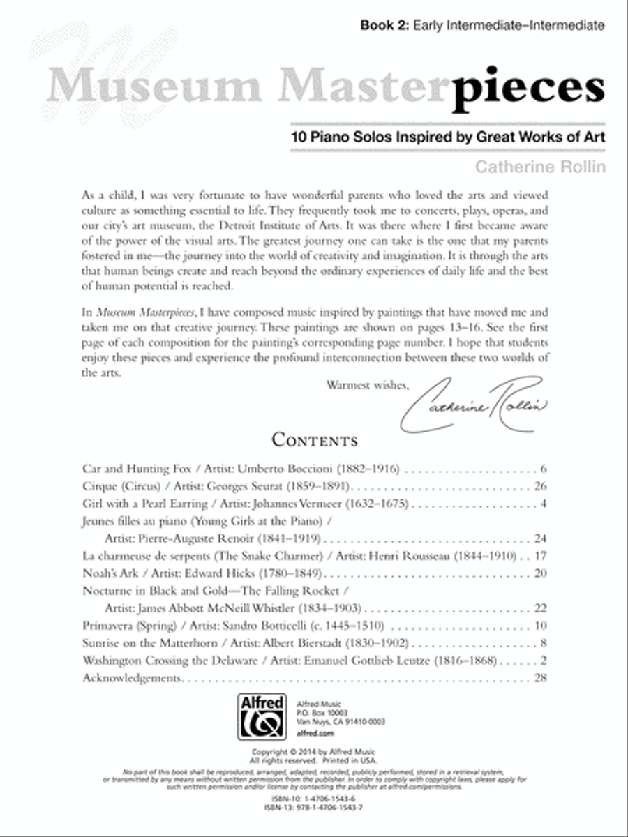 Museum Masterpieces, Book 2 Piano Solo scores gallery preview page 2