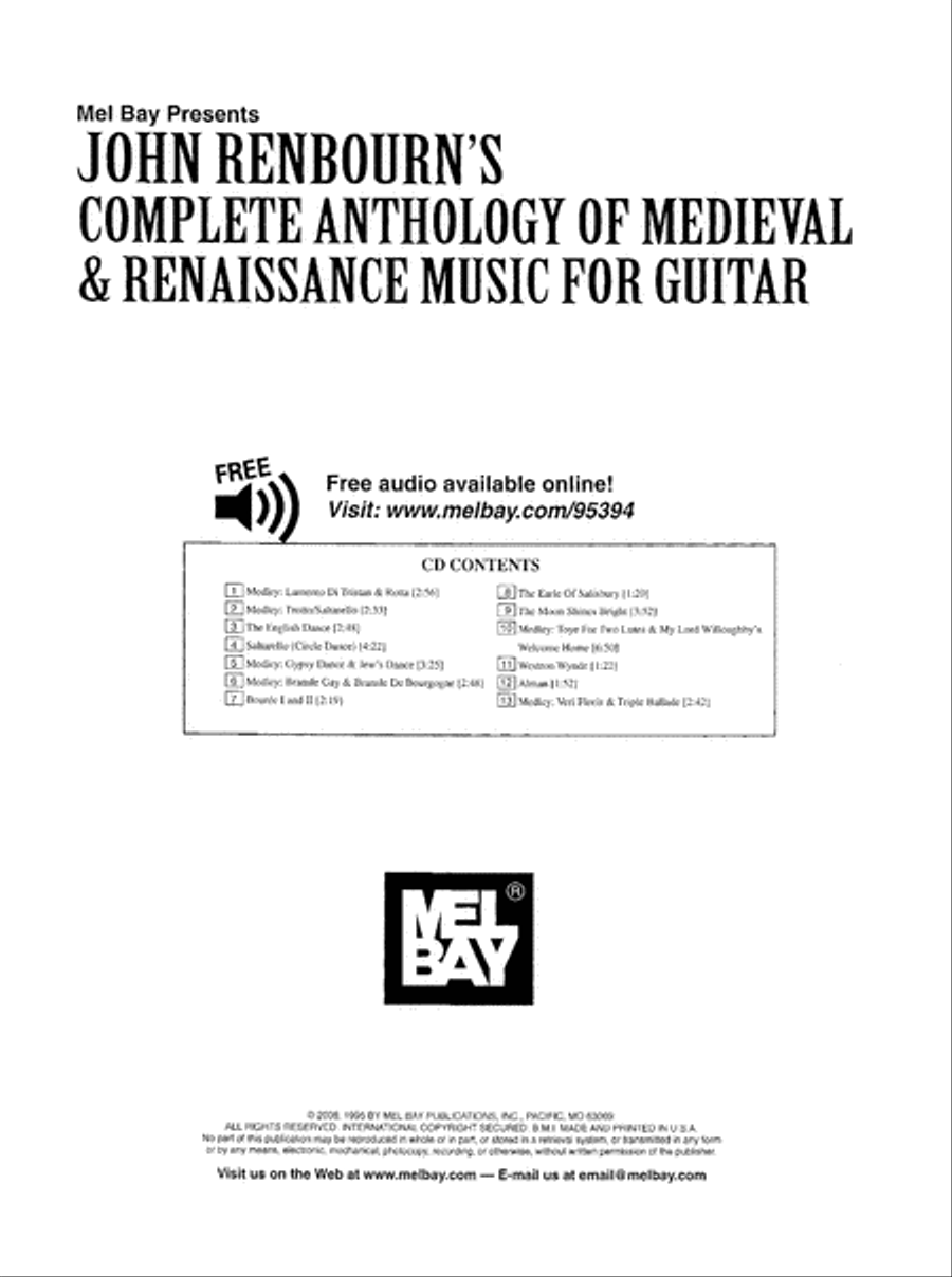 Complete Anthology of Medieval & Renaissance Music for Guitar Classical Guitar scores gallery preview page 2