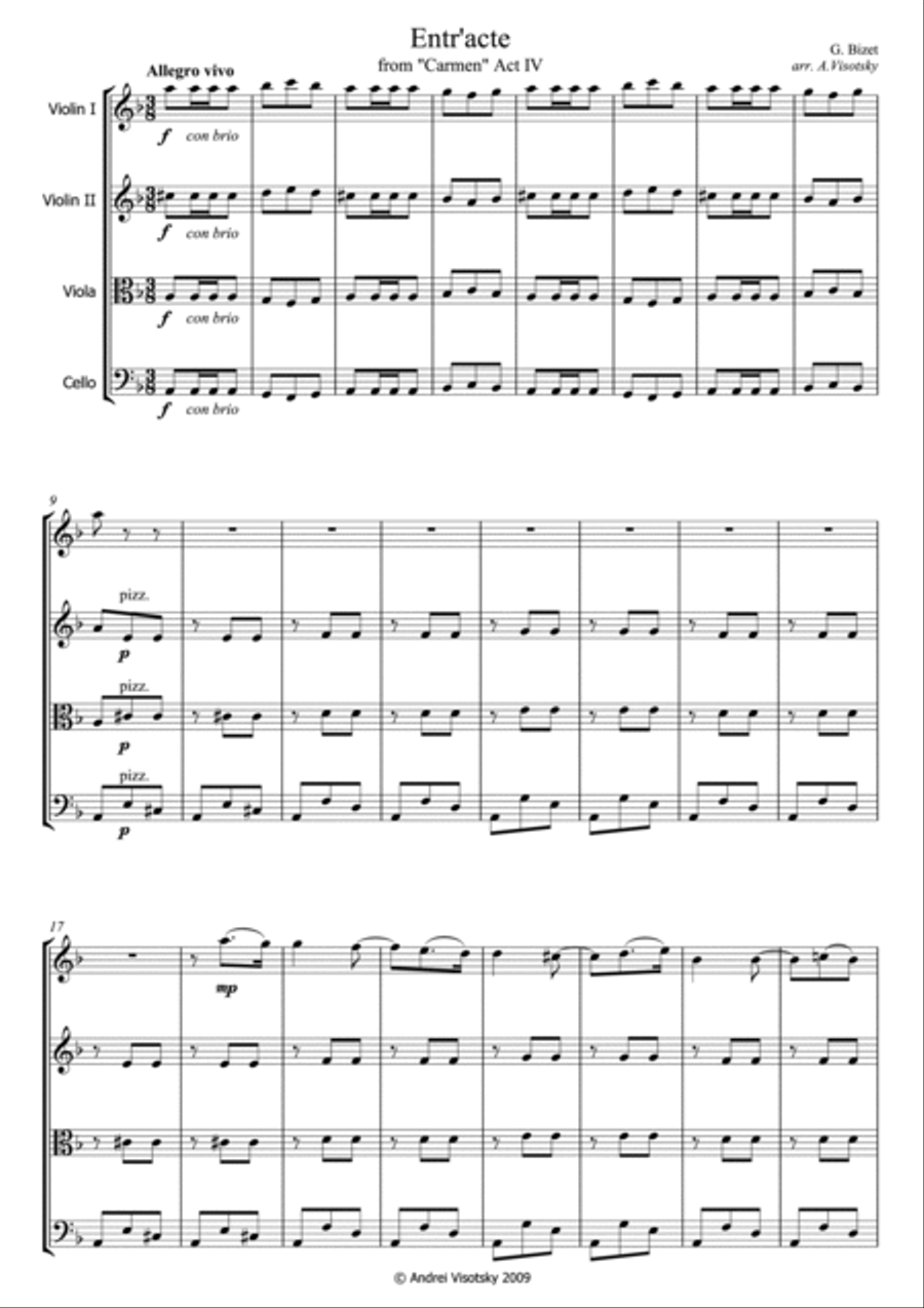 Carmen Suite Carmen Suite String Quartet scores gallery preview page 6